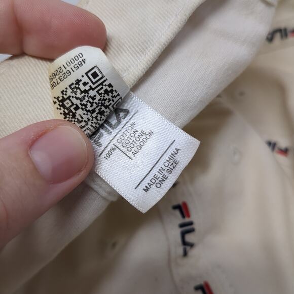 Fila Slideback Baseball Cap White One Size Adjustable Embroidered Vented Holes - Picture 10 of 10